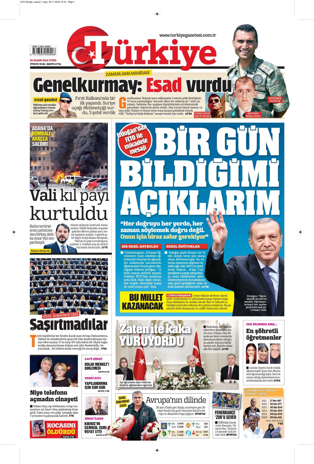 25 Kasım 2016 gazete manşetleri - 668