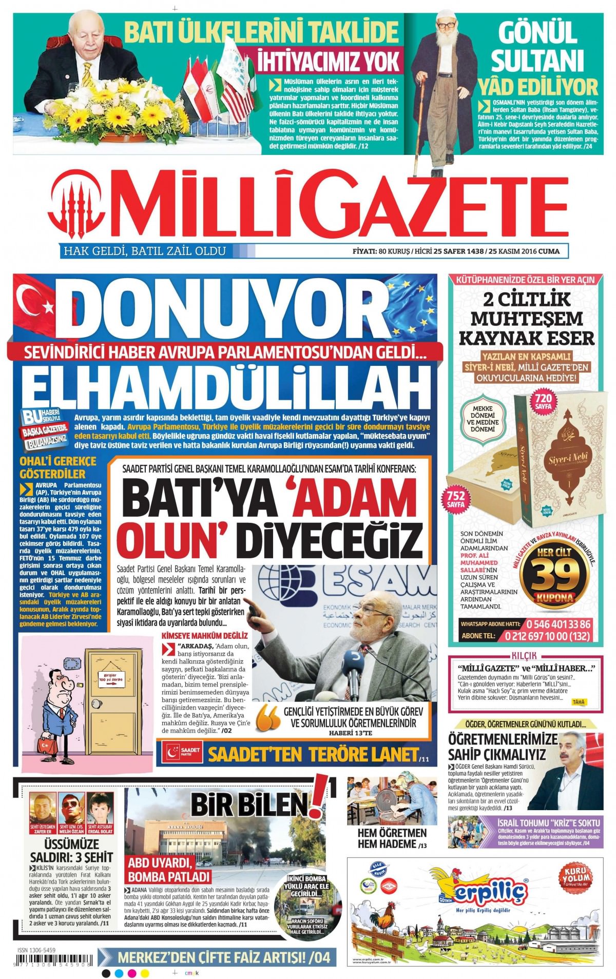 25 Kasım 2016 gazete manşetleri - 881