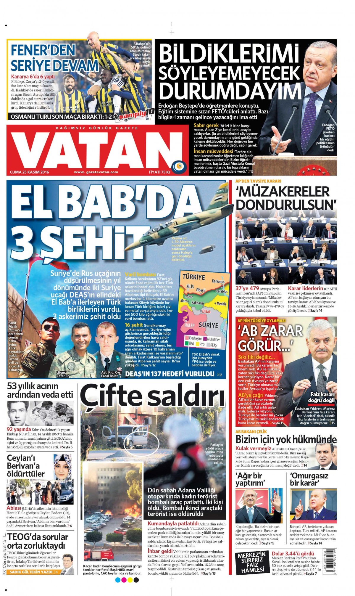 25 Kasım 2016 gazete manşetleri - 583