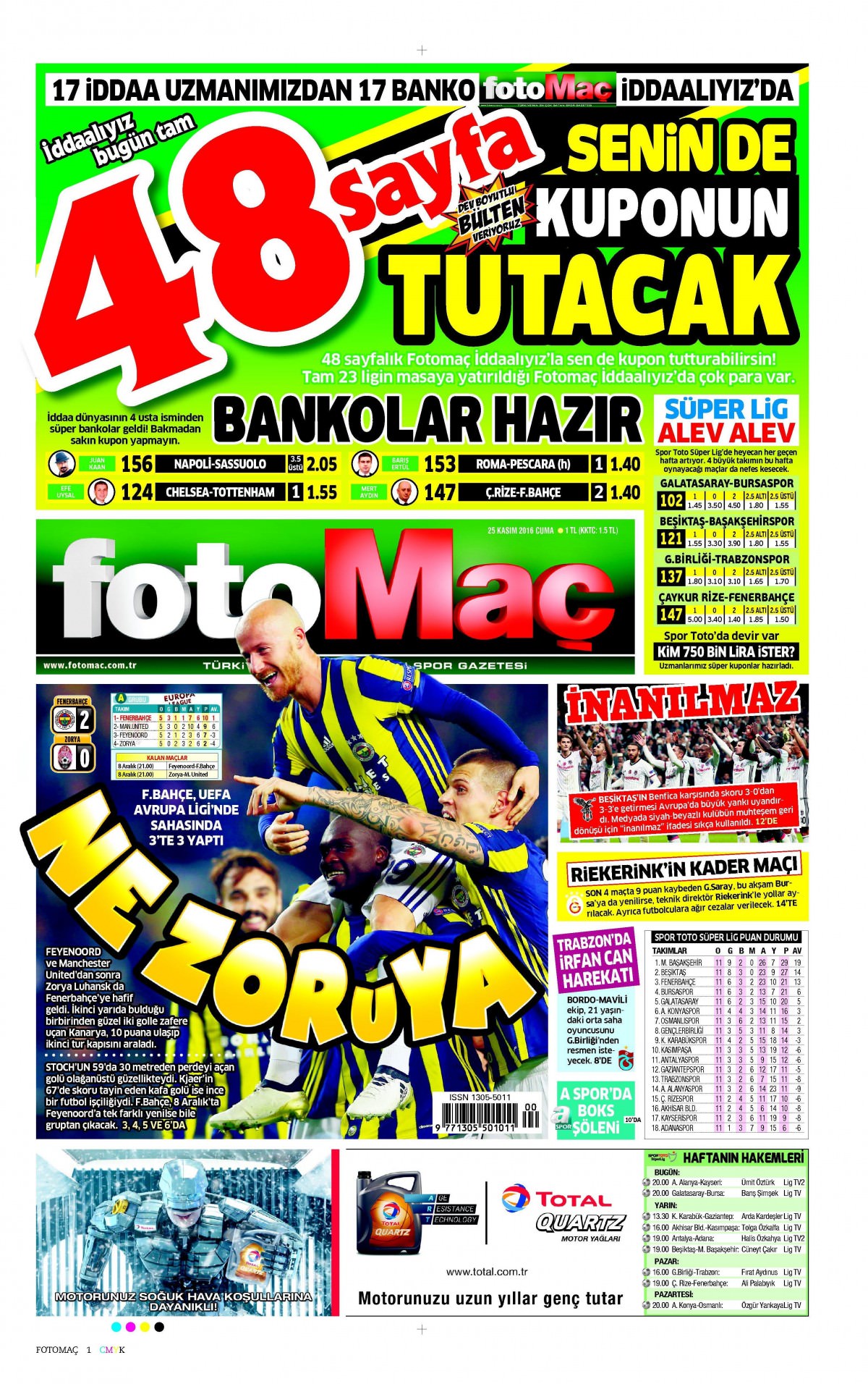 25 Kasım 2016 gazete manşetleri - 864