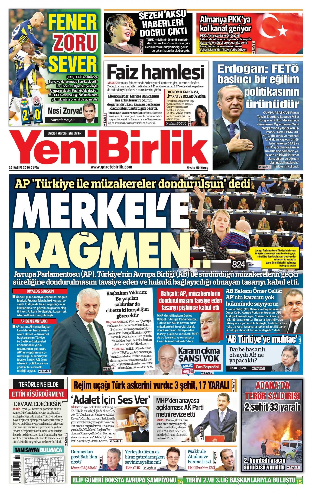 25 Kasım 2016 gazete manşetleri - 688