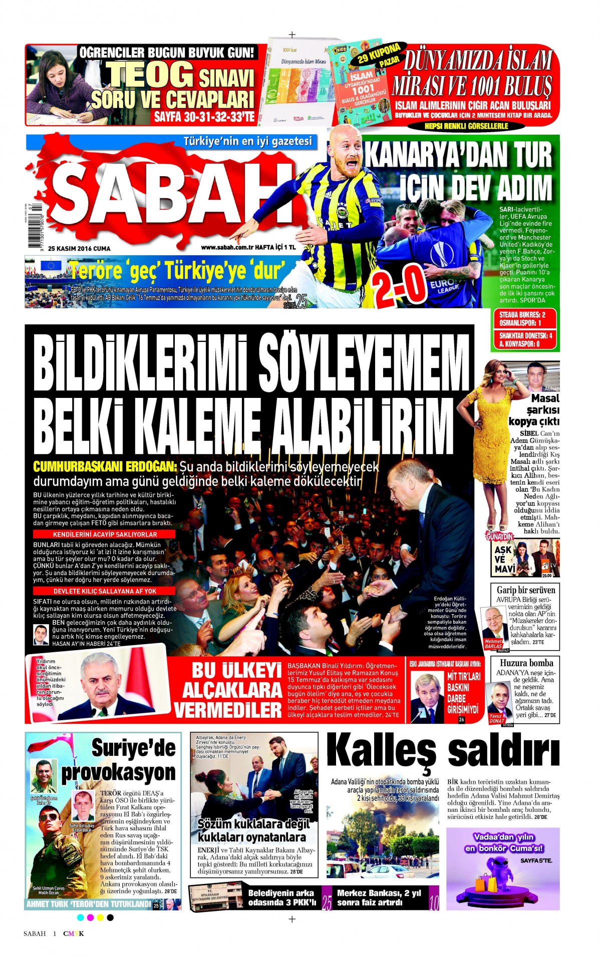 26 Kasım 2016 gazete manşetleri - 653