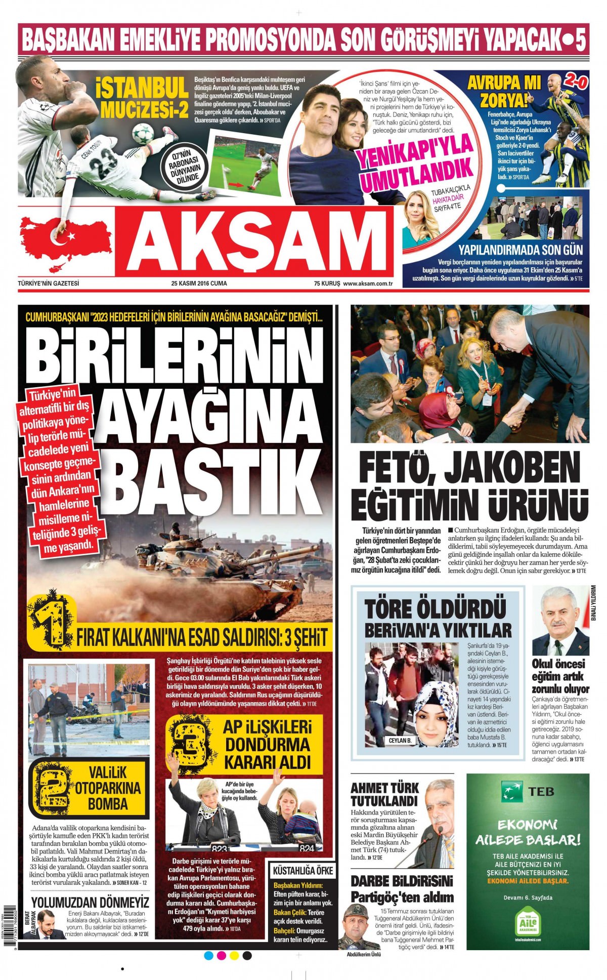 26 Kasım 2016 gazete manşetleri - 582