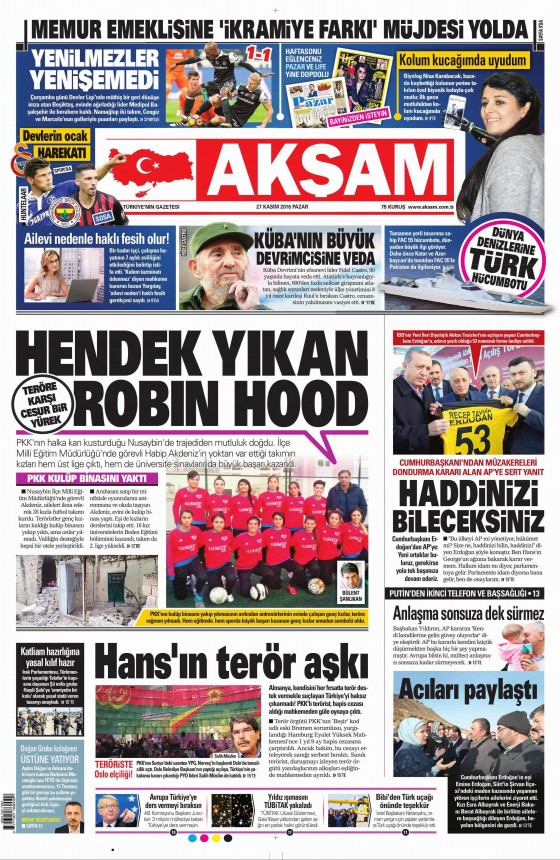 27 Kasım 2016 gazete manşetleri - 738