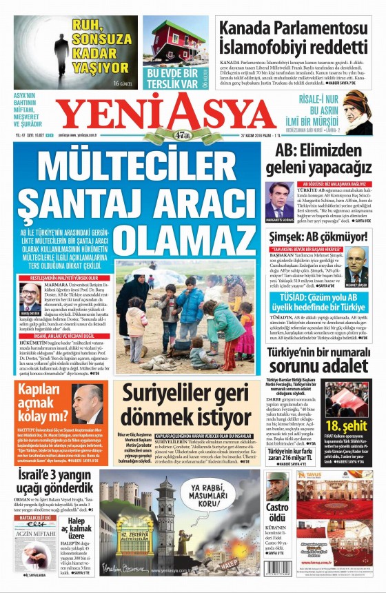 27 Kasım 2016 gazete manşetleri - 914
