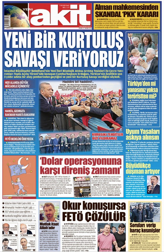 27 Kasım 2016 gazete manşetleri - 564