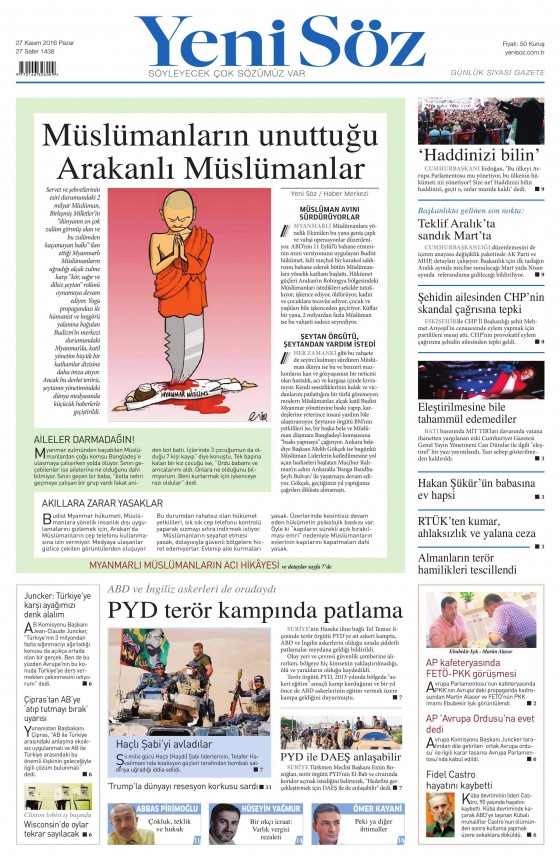 27 Kasım 2016 gazete manşetleri - 571