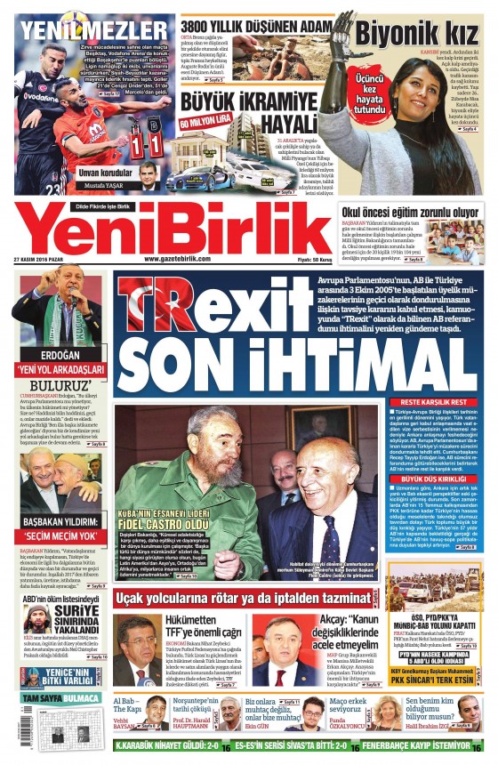 27 Kasım 2016 gazete manşetleri - 557