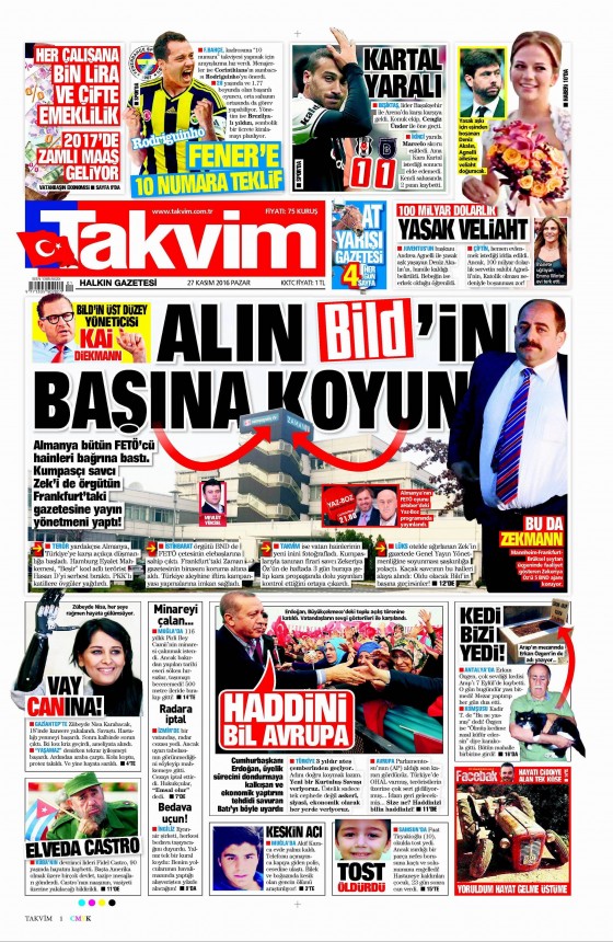 27 Kasım 2016 gazete manşetleri - 797