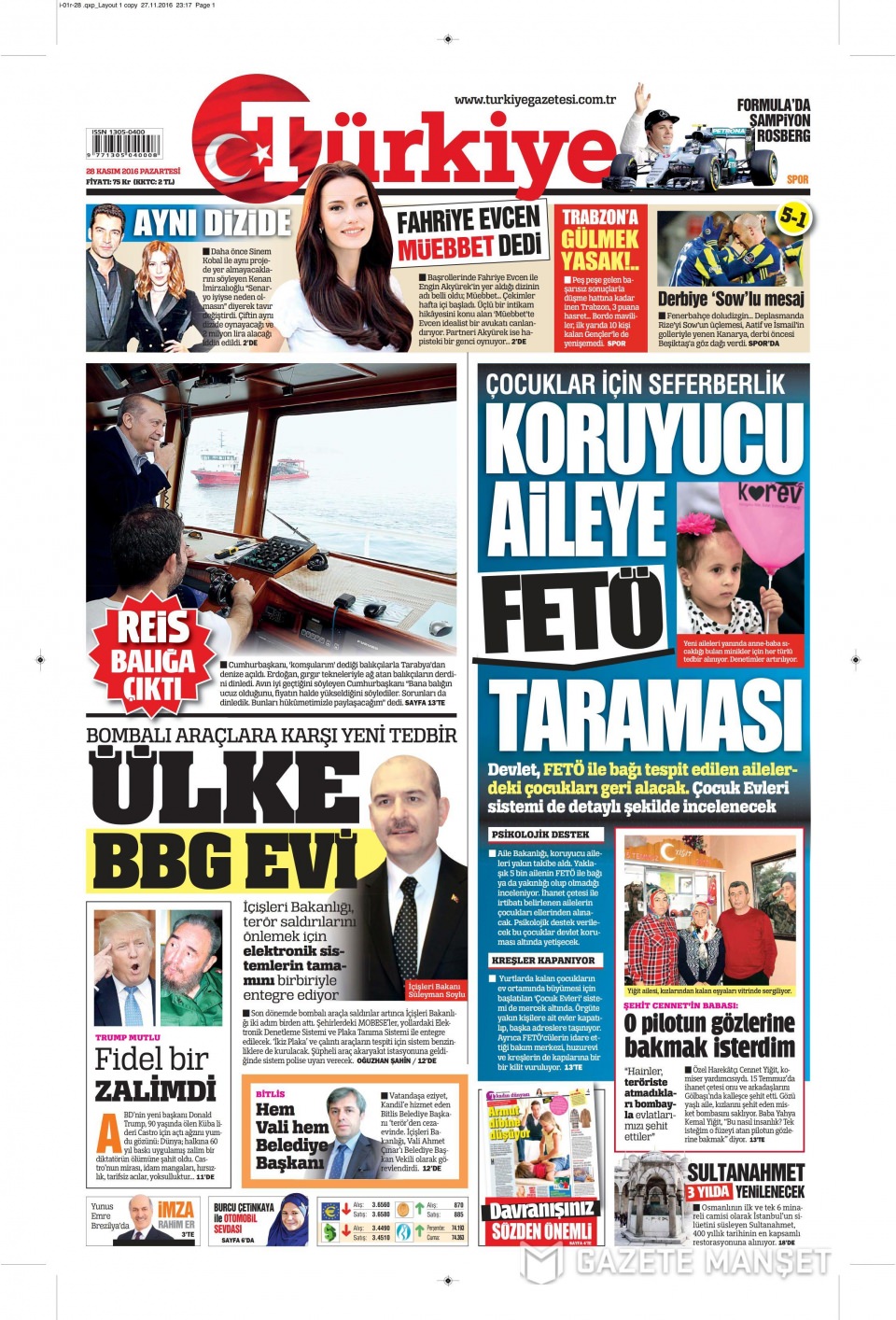 28 Kasım 2016 gazete manşetleri - 851