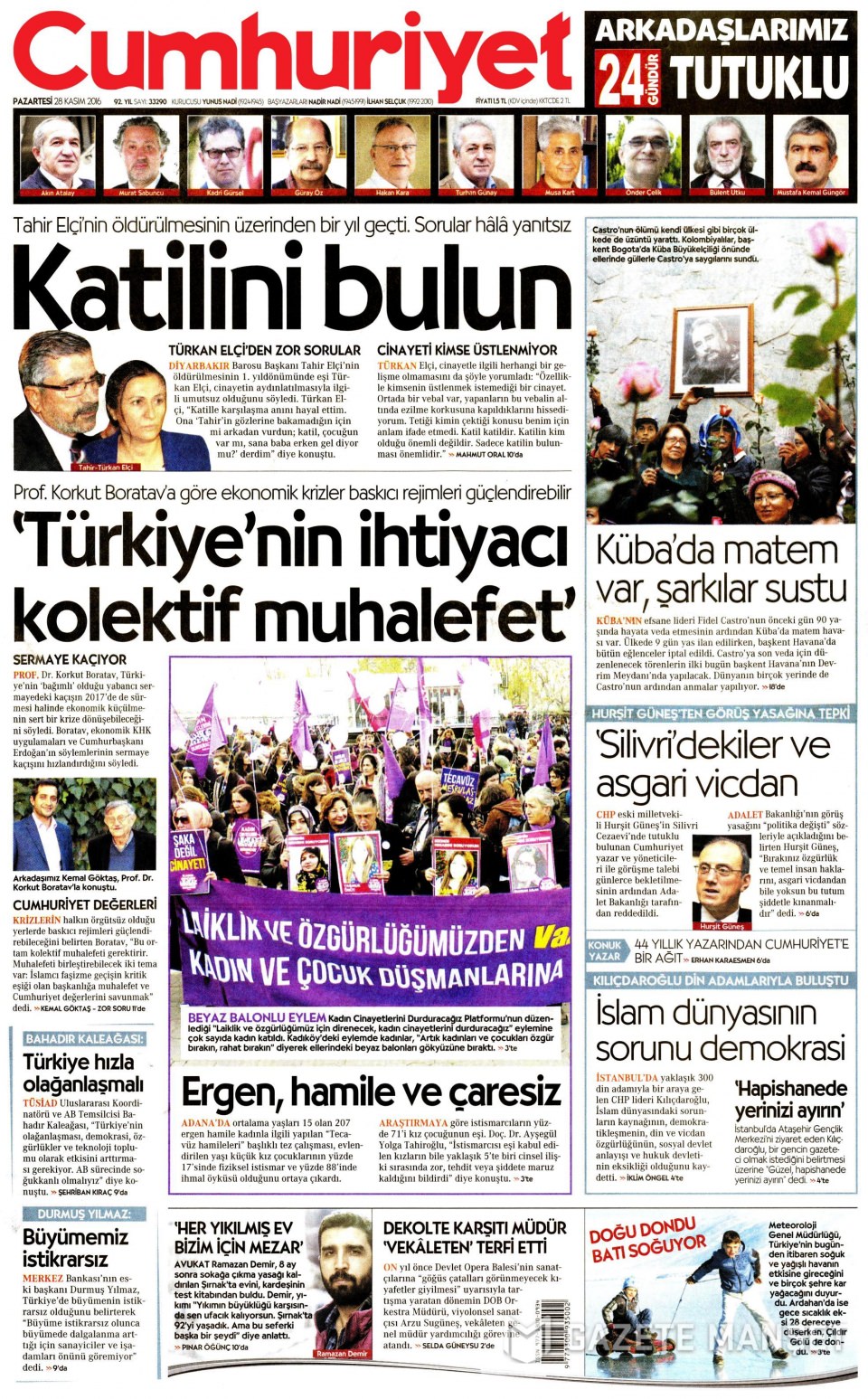 28 Kasım 2016 gazete manşetleri - 787