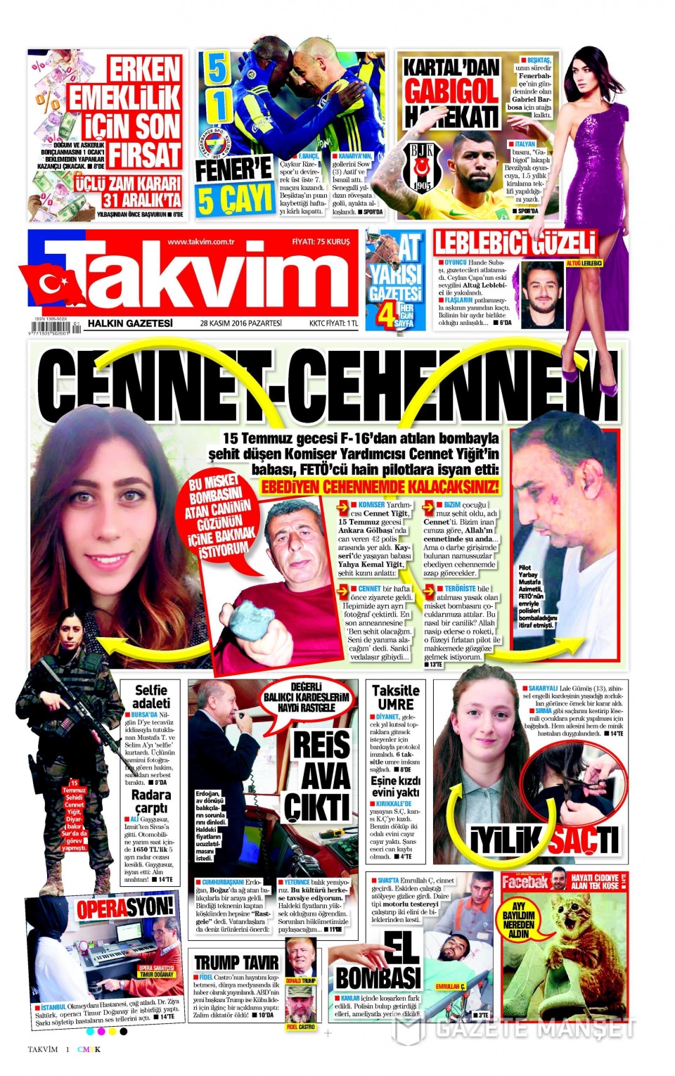 28 Kasım 2016 gazete manşetleri - 662