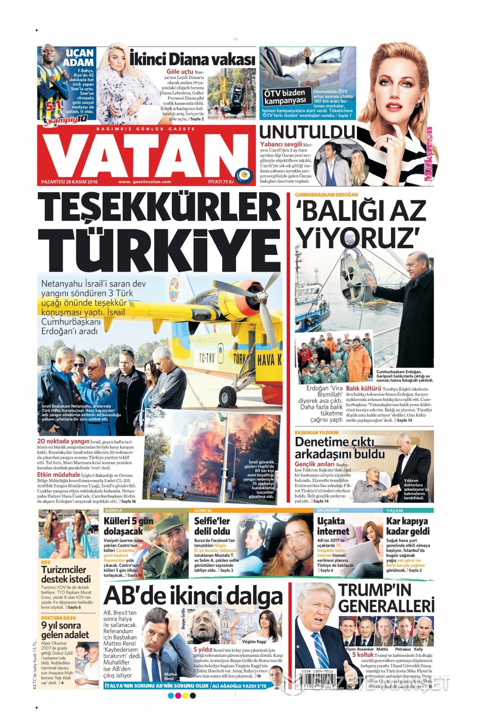 28 Kasım 2016 gazete manşetleri - 860