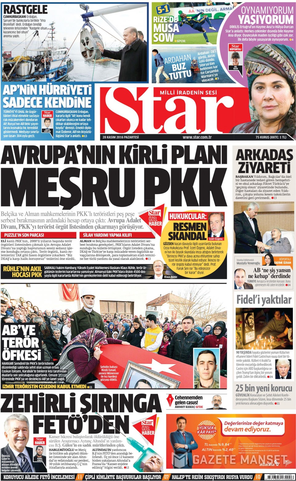 28 Kasım 2016 gazete manşetleri - 558