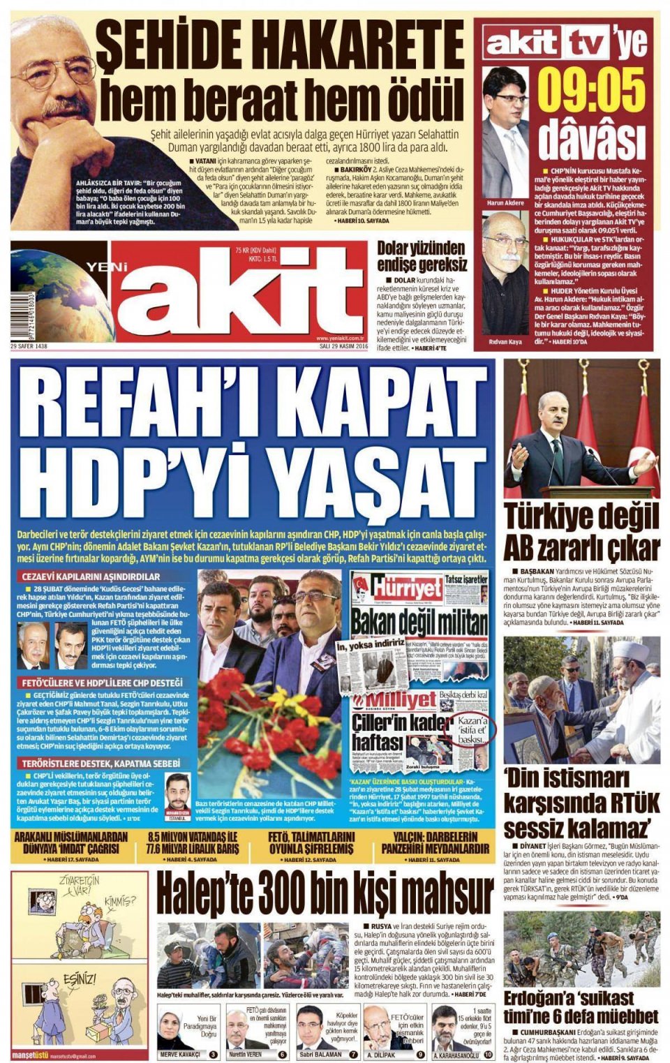 29 Kasım 2016 gazete manşetleri - 666