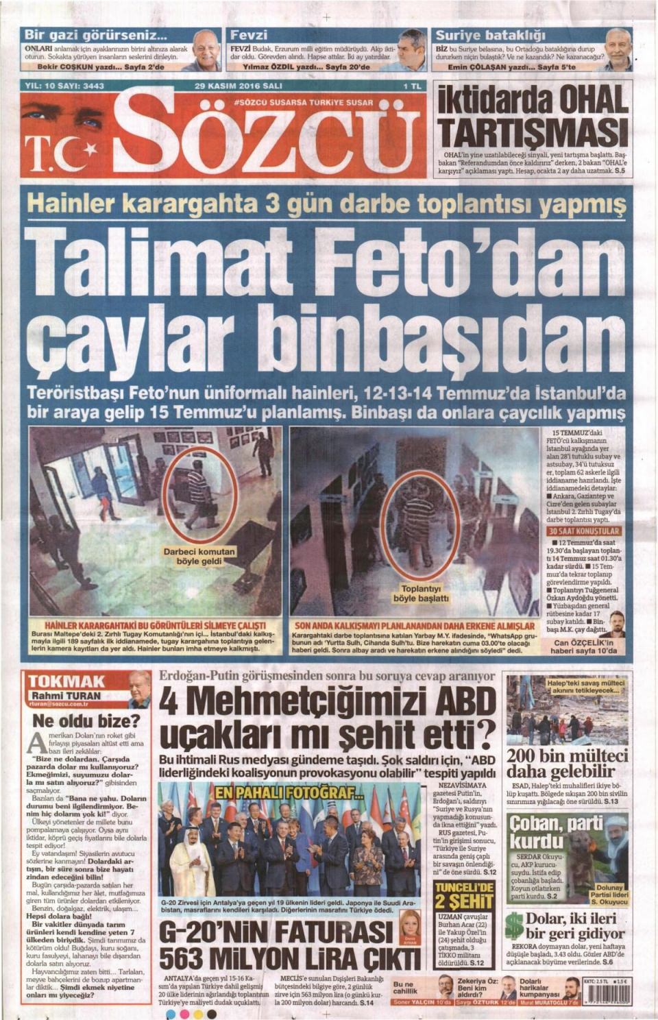 29 Kasım 2016 gazete manşetleri - 337