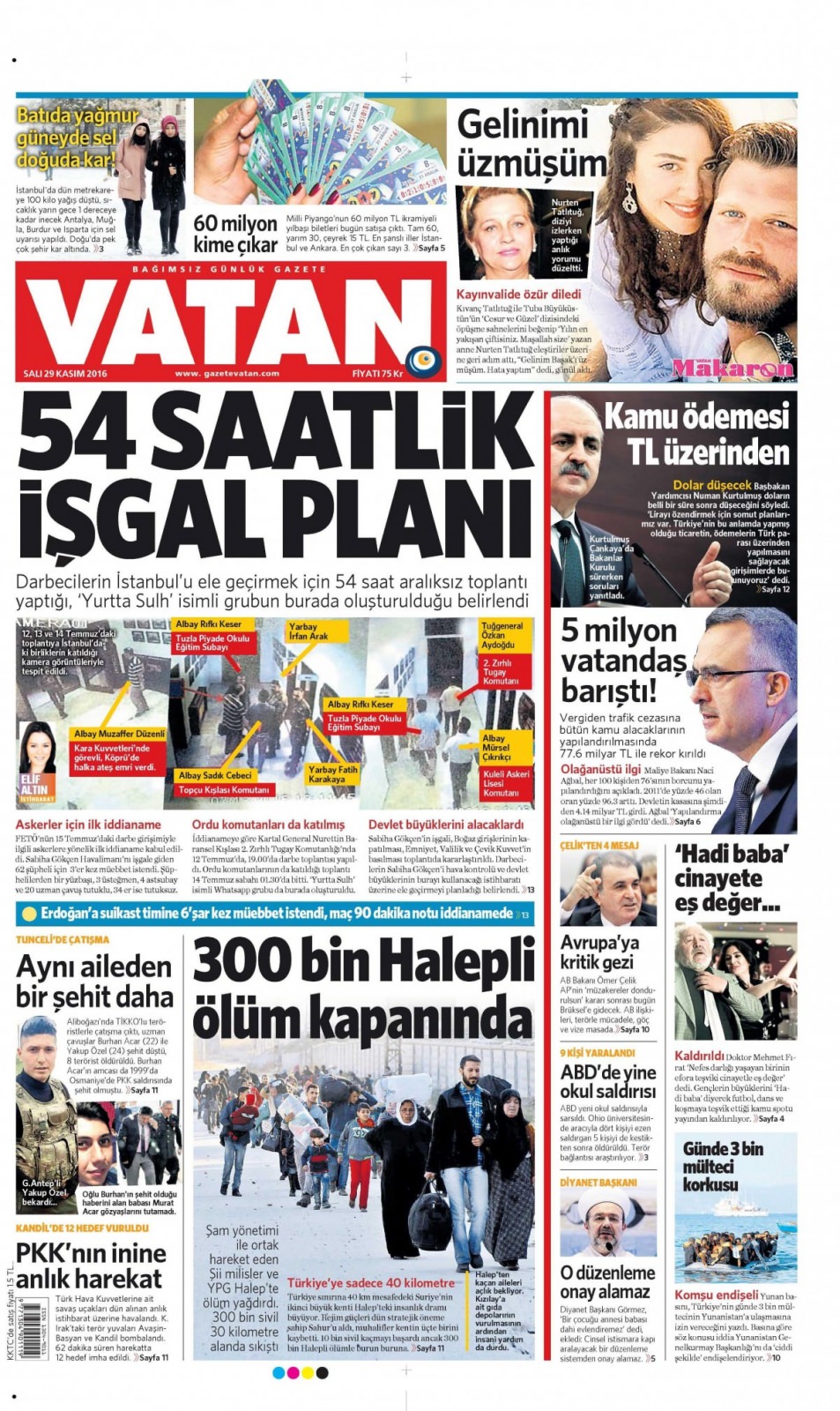 29 Kasım 2016 gazete manşetleri - 175