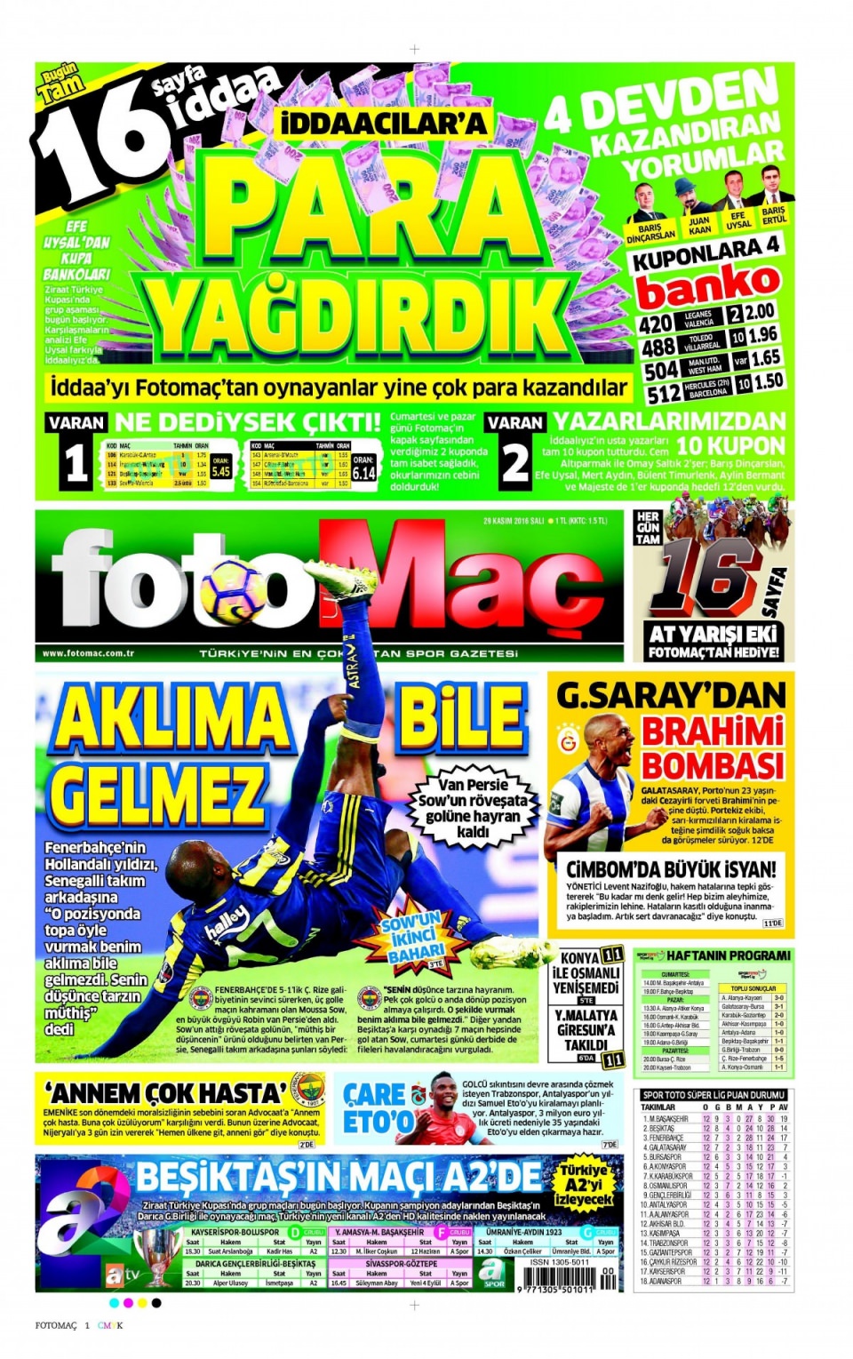 29 Kasım 2016 gazete manşetleri - 253