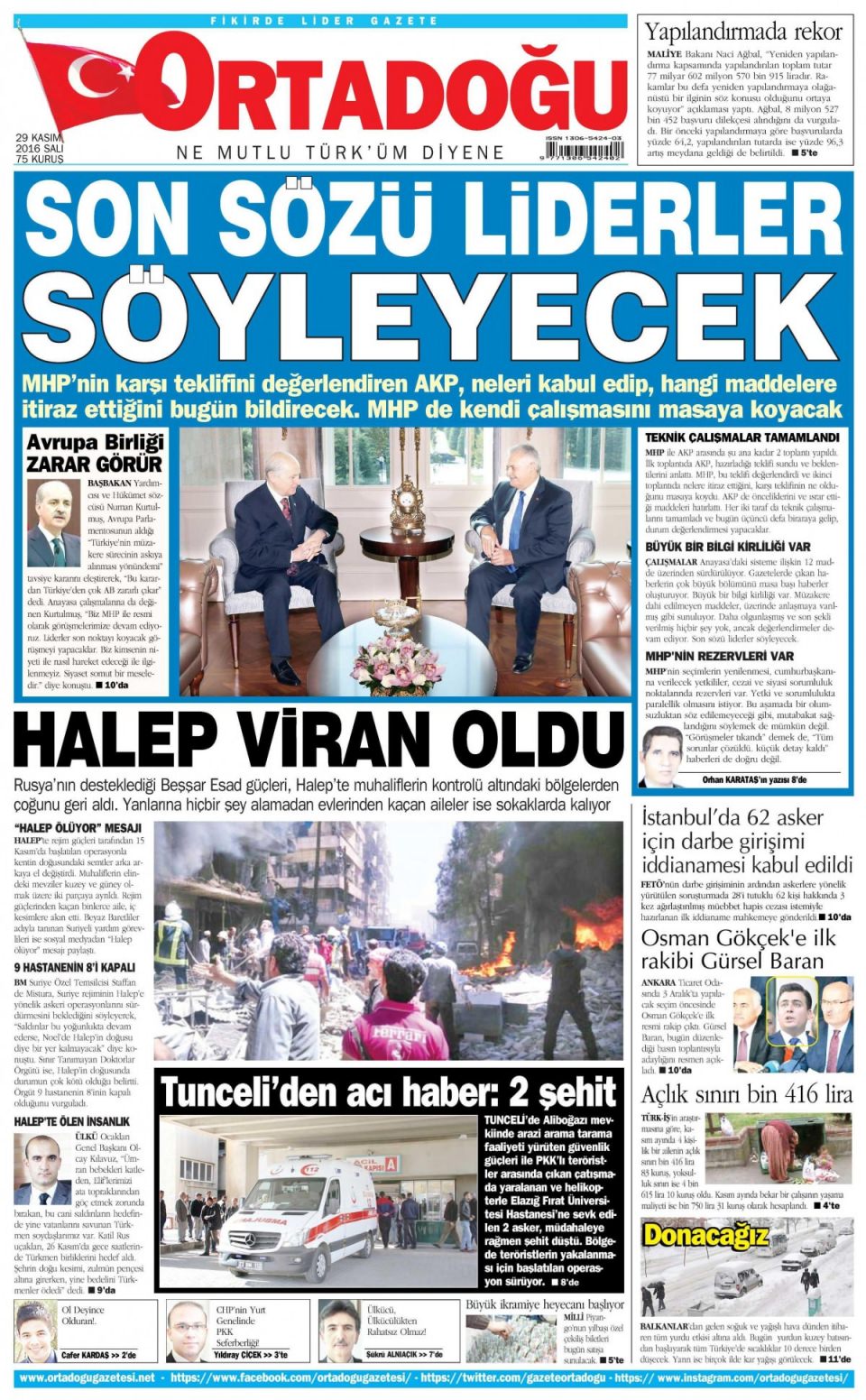 29 Kasım 2016 gazete manşetleri - 524