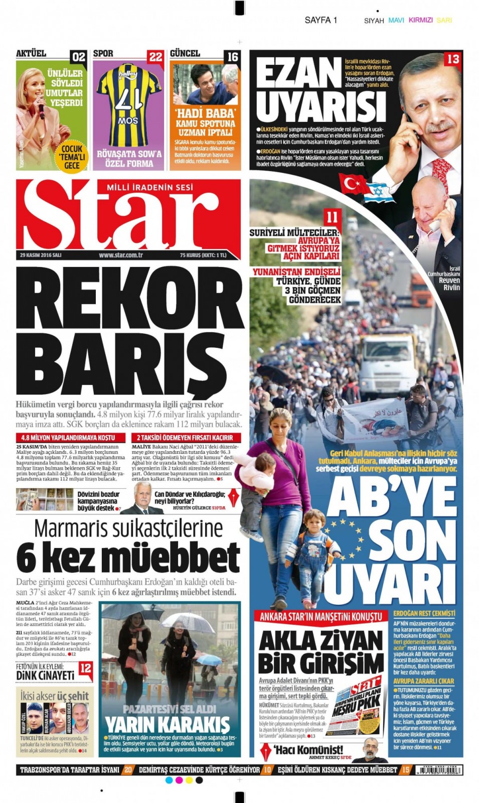 29 Kasım 2016 gazete manşetleri - 113