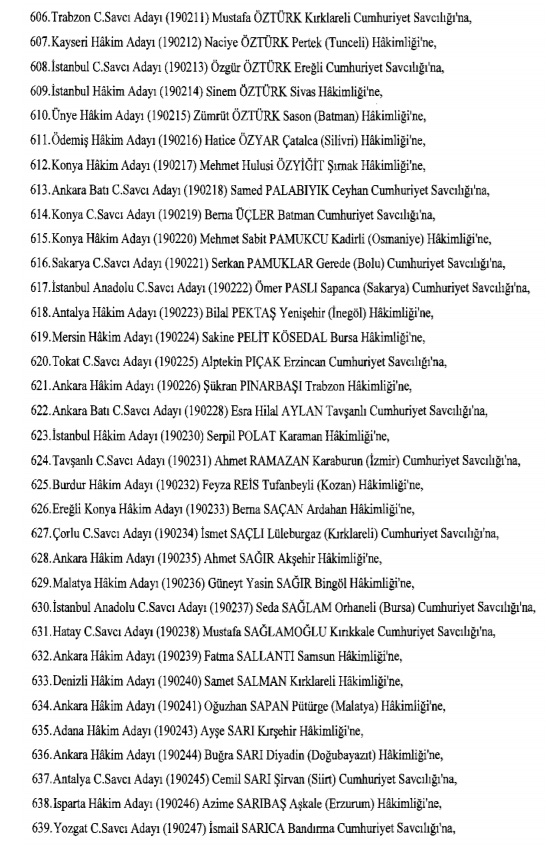 Hakim ve savcıların atama listesi (29 Kasım 2016) - 43