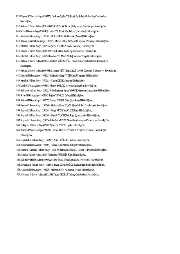 Hakim ve savcıların atama listesi (29 Kasım 2016) - 50