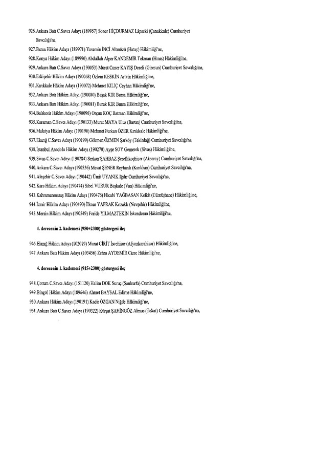 Hakim ve savcıların atama listesi (29 Kasım 2016) - 53