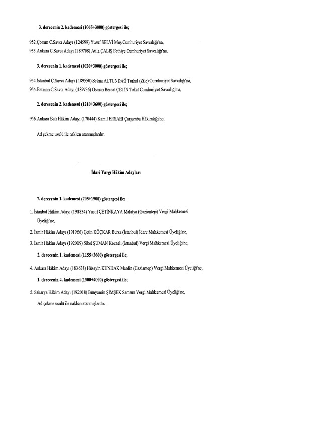 Hakim ve savcıların atama listesi (29 Kasım 2016) - 54