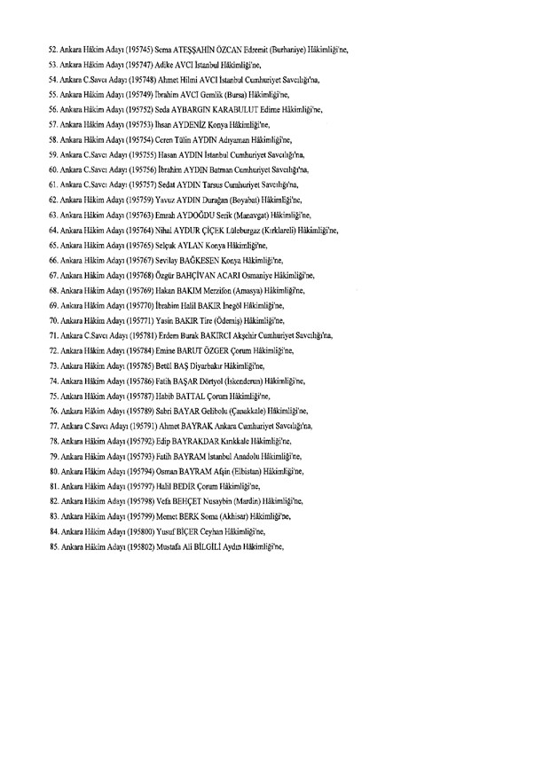 Hakim ve savcıların atama listesi (29 Kasım 2016) - 60