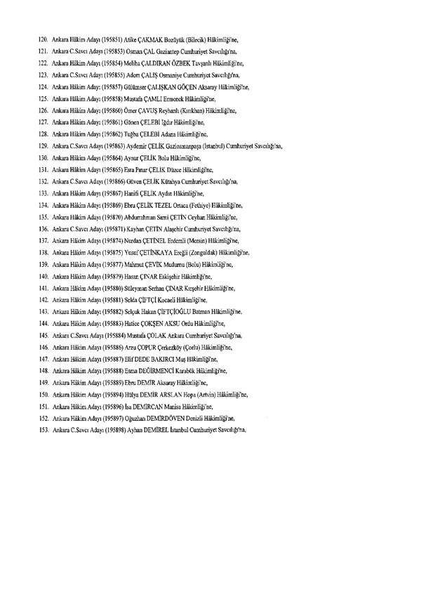 Hakim ve savcıların atama listesi (29 Kasım 2016) - 62