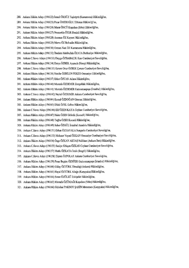 Hakim ve savcıların atama listesi (29 Kasım 2016) - 67