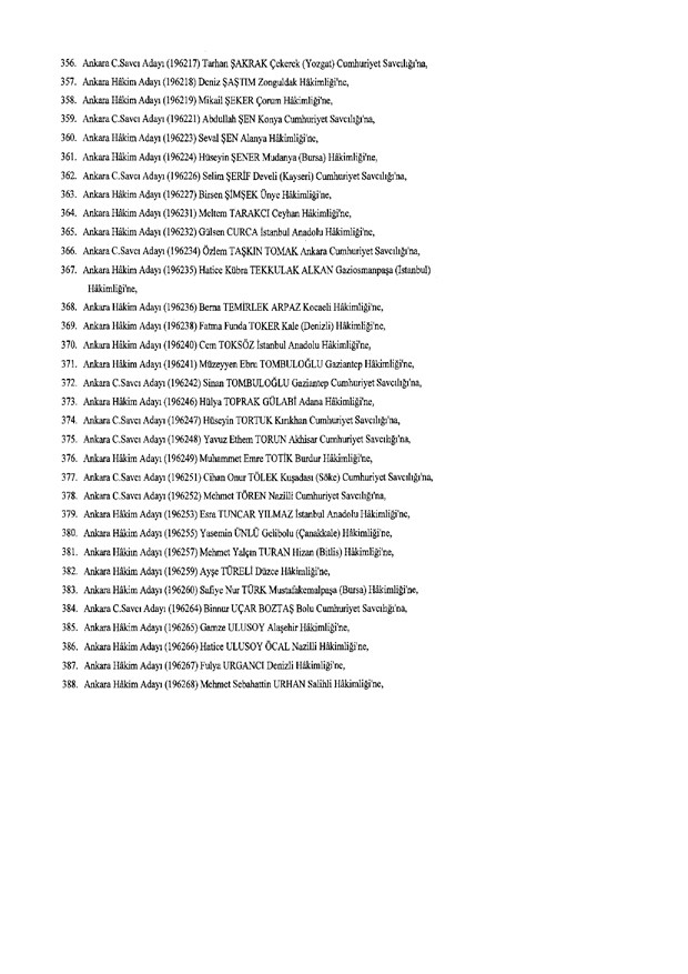 Hakim ve savcıların atama listesi (29 Kasım 2016) - 69
