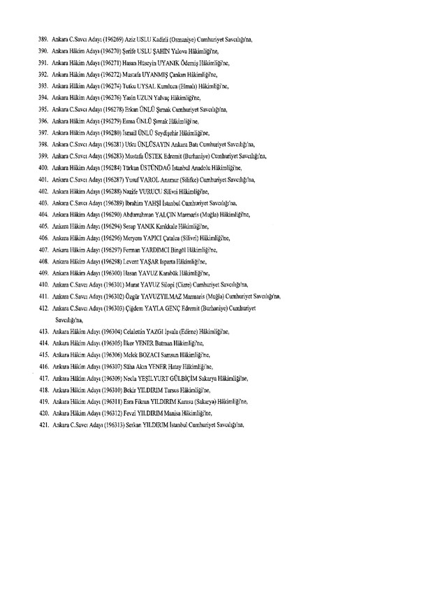 Hakim ve savcıların atama listesi (29 Kasım 2016) - 70