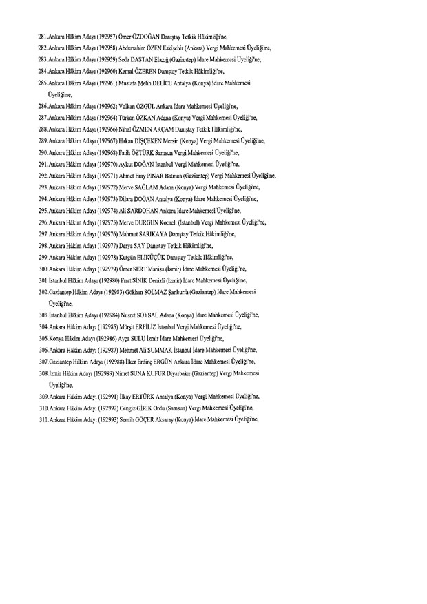 Hakim ve savcıların atama listesi (29 Kasım 2016) - 86