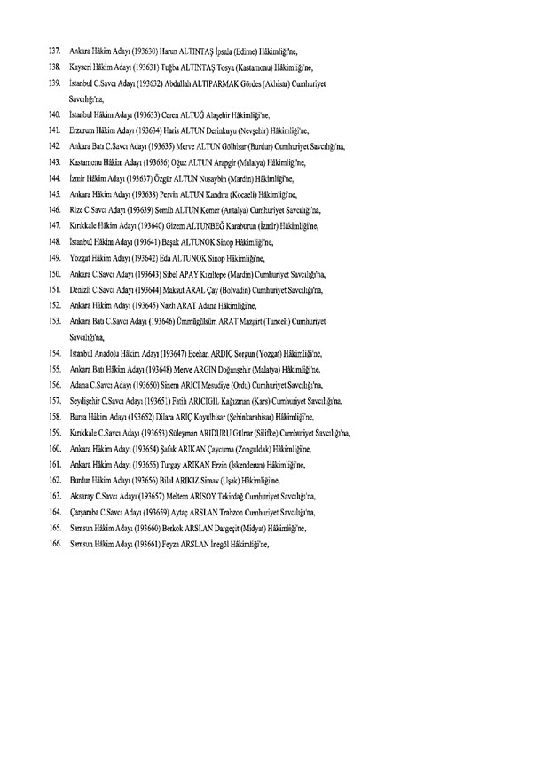 Hakim ve savcıların atama listesi (29 Kasım 2016) - 99