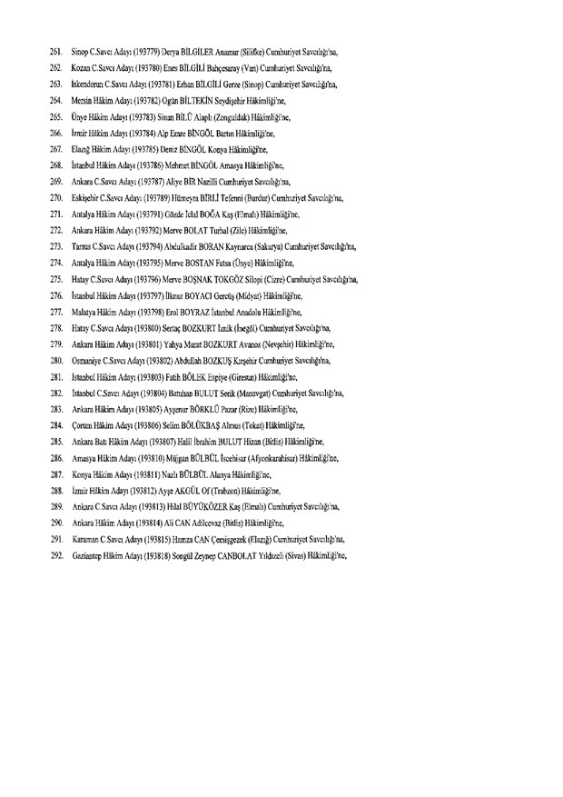 Hakim ve savcıların atama listesi (29 Kasım 2016) - 103