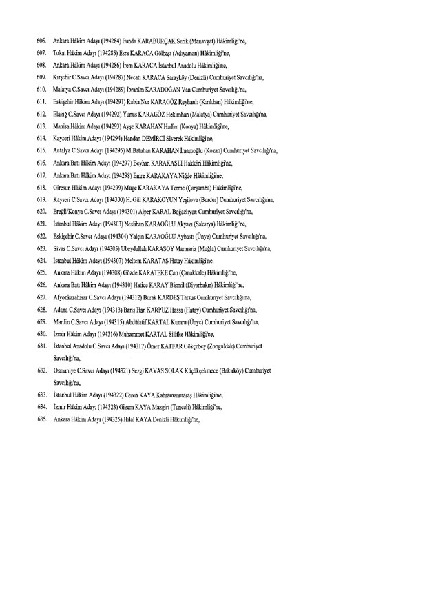 Hakim ve savcıların atama listesi (29 Kasım 2016) - 114