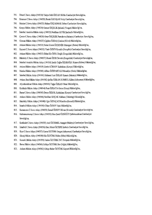 Hakim ve savcıların atama listesi (29 Kasım 2016) - 120