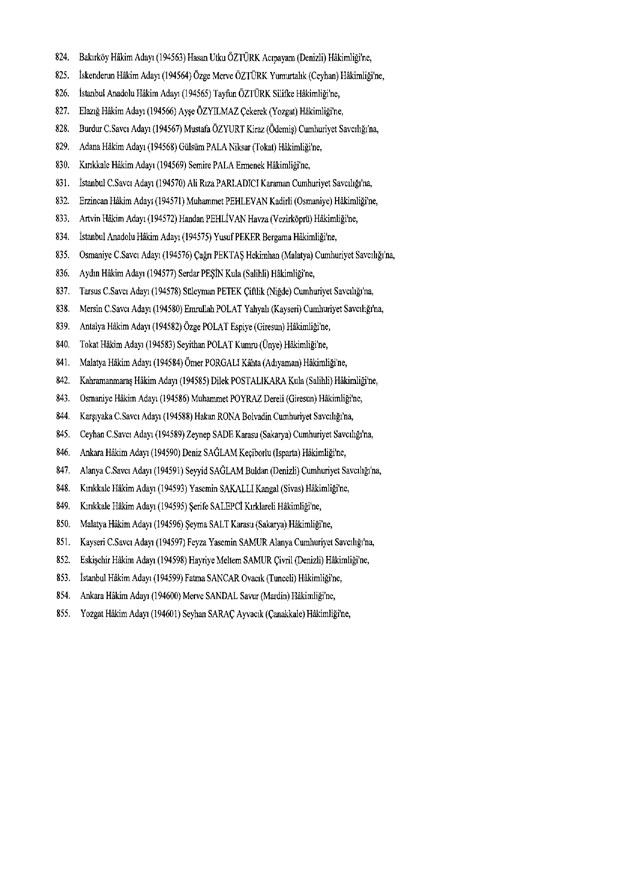 Hakim ve savcıların atama listesi (29 Kasım 2016) - 121
