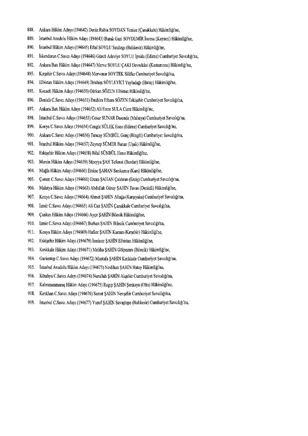 Hakim ve savcıların atama listesi (29 Kasım 2016) - 123