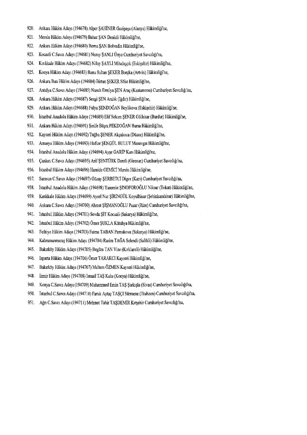 Hakim ve savcıların atama listesi (29 Kasım 2016) - 124