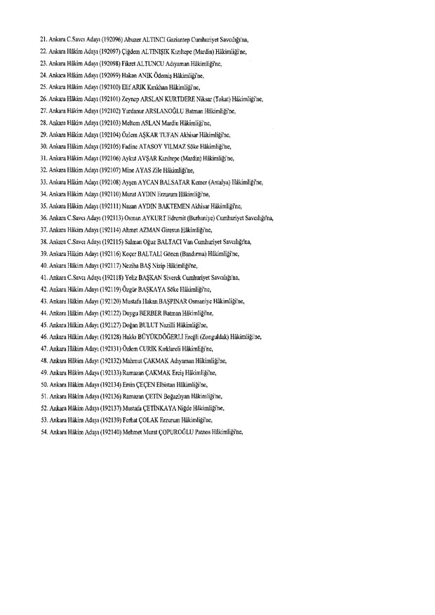 Hakim ve savcıların atama listesi (29 Kasım 2016) - 2