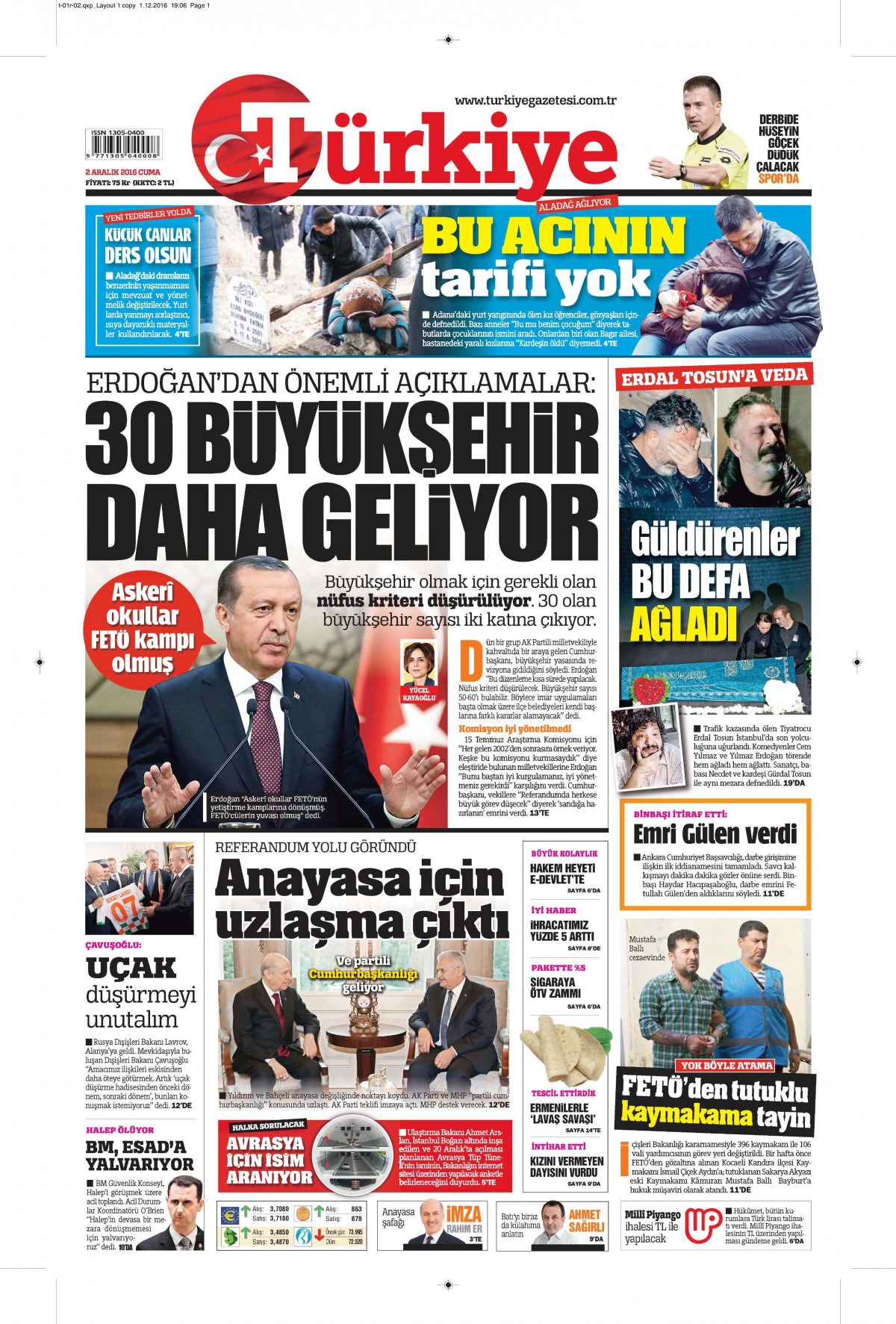 2 Aralık  2016 gazete manşetleri - 19