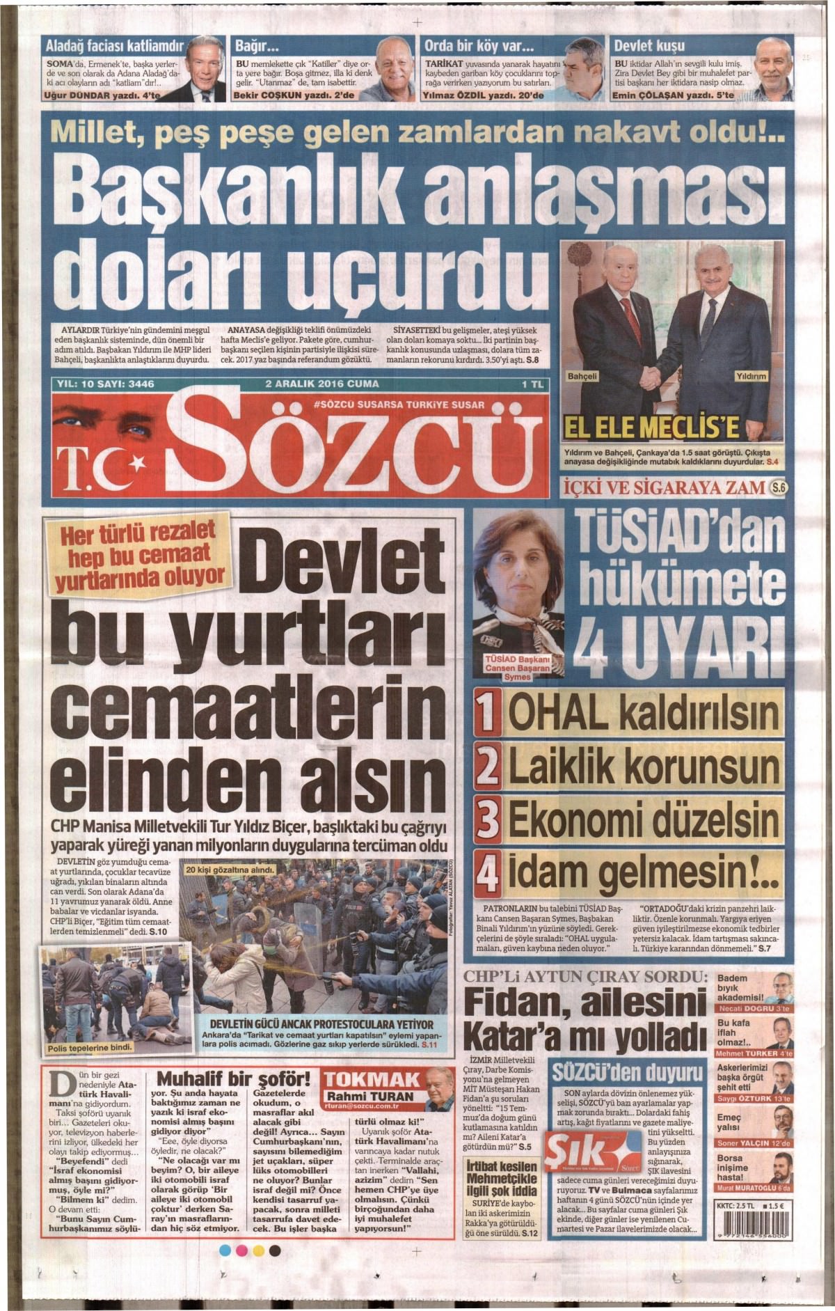 2 Aralık  2016 gazete manşetleri - 12