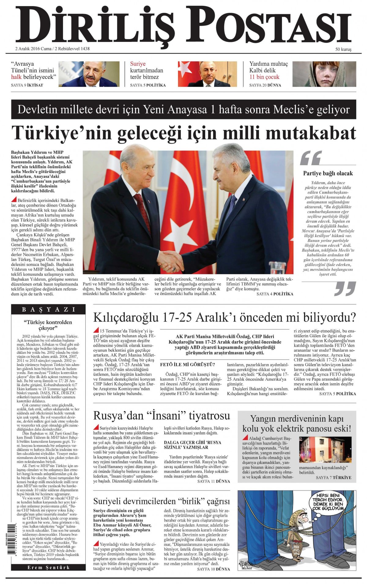 2 Aralık  2016 gazete manşetleri - 1