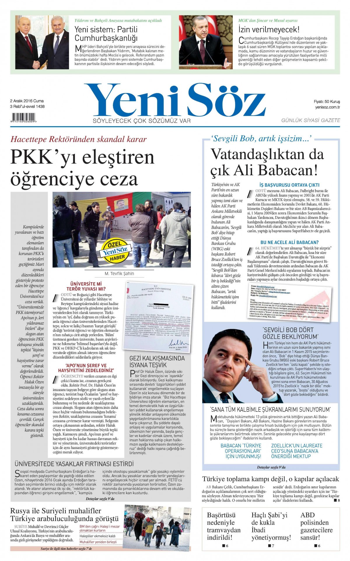 2 Aralık  2016 gazete manşetleri - 5