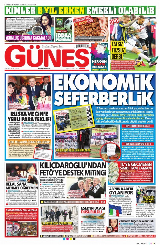 4 Aralık 2016 gazete manşetleri - 572