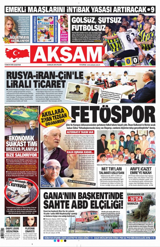 4 Aralık 2016 gazete manşetleri - 570