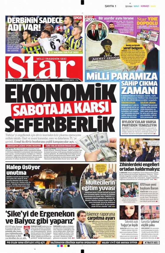 4 Aralık 2016 gazete manşetleri - 577