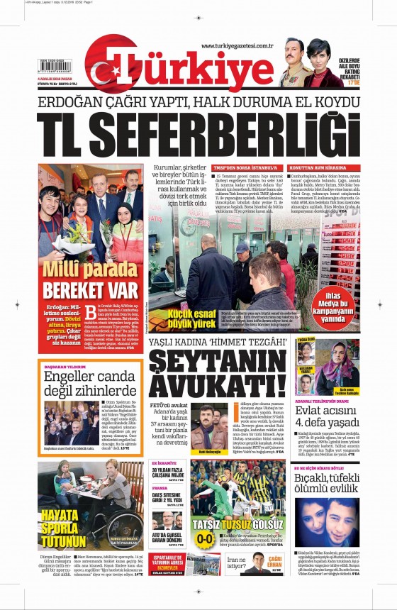 4 Aralık 2016 gazete manşetleri - 578